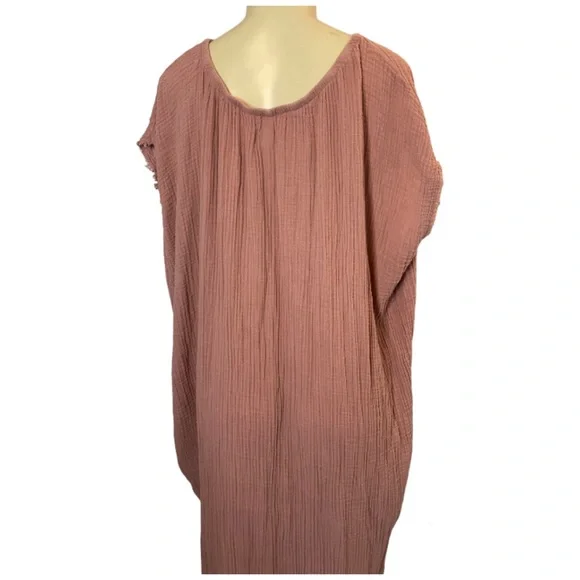 9seed Caftan Featuring On Seam Pockets Raw Edges Gauze Maxi Cotton Dress - Picture 5 of 8